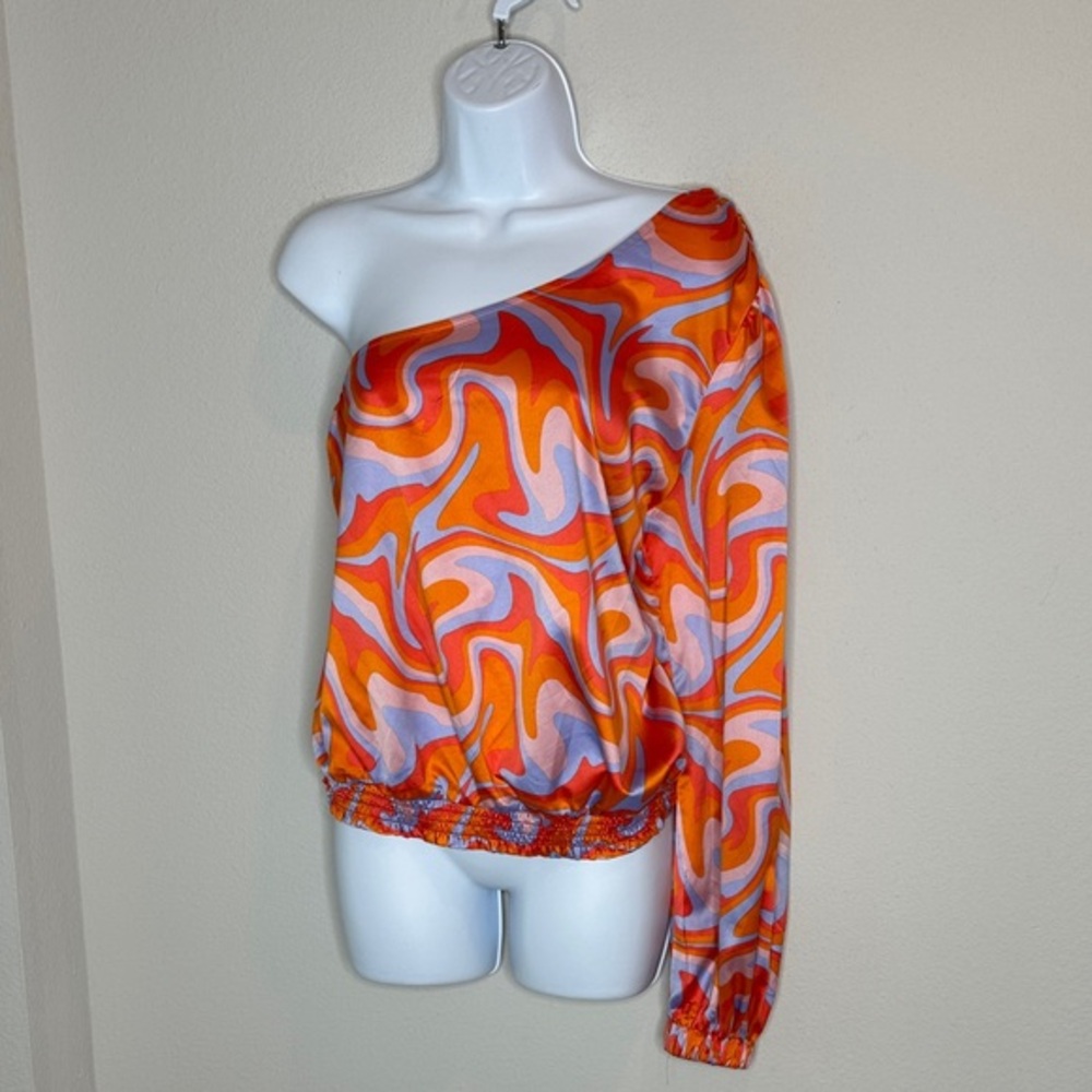 Willow Tree Orange and Pink Swirl Blouse